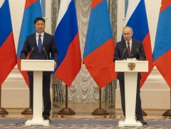 Монгол Улсын Ерөнхийлөгч У.Хүрэлсүх, Оросын Холбооны Улсын Ерөнхийлөгч В.В.Путин нар хамтарсан мэд..