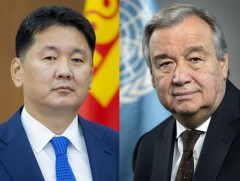 Монгол Улсын Ерөнхийлөгчид НҮБ-ын Ерөнхий нарийн бичгийн дарга мэндчилгээ дэвшүүлэв