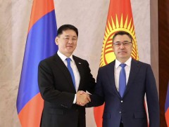 Монгол Улсын Ерөнхийлөгч У.Хүрэлсүх, Бүгд Найрамдах Киргиз Улсын Ерөнхийлөгч С.Жапаров нар албан ё..